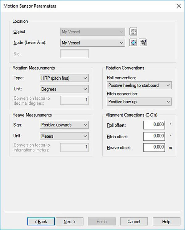 Using QINSy for Inertial Labs MRU Motion Reference Unit - Motion Sensor Parameter Window