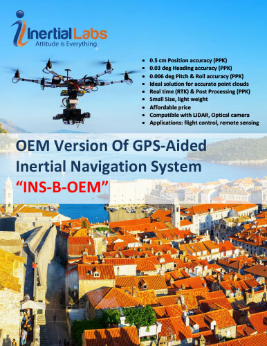 Inertial Labs INS-B-OEM - GPS, GLONASS, Galileo, QZSS, BEIDOU GNSS-Aided Inertial Navigation System - Product Specifications Datasheet