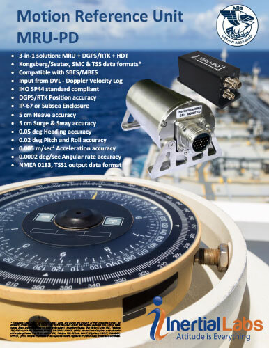 Inertial Labs MRU-PD - Dual GNSS Antenna Professional Motion Reference Unit - Product Specifications Datasheet