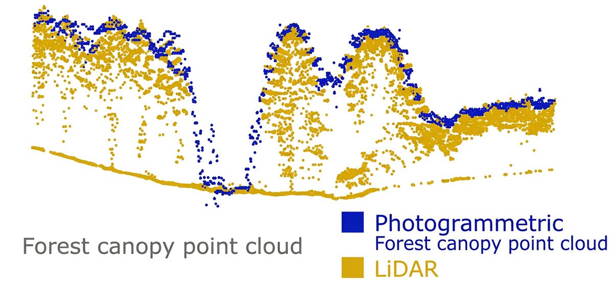 Comparison between photogrammetric and LiDAR point clouds