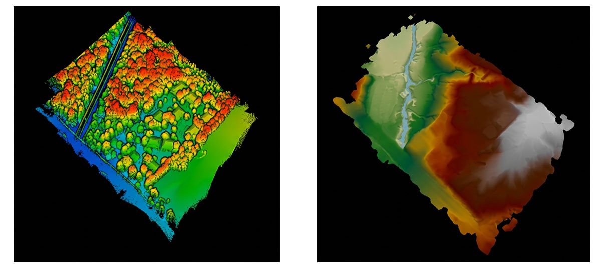 Point cloud and digital terrain model