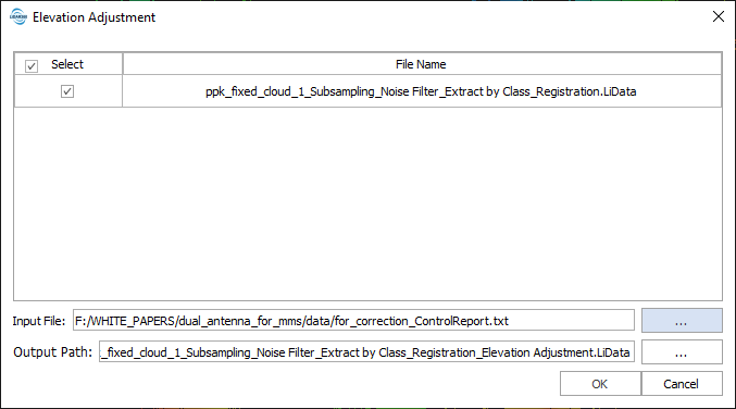Figure 20. Elevation Adjustment Window.